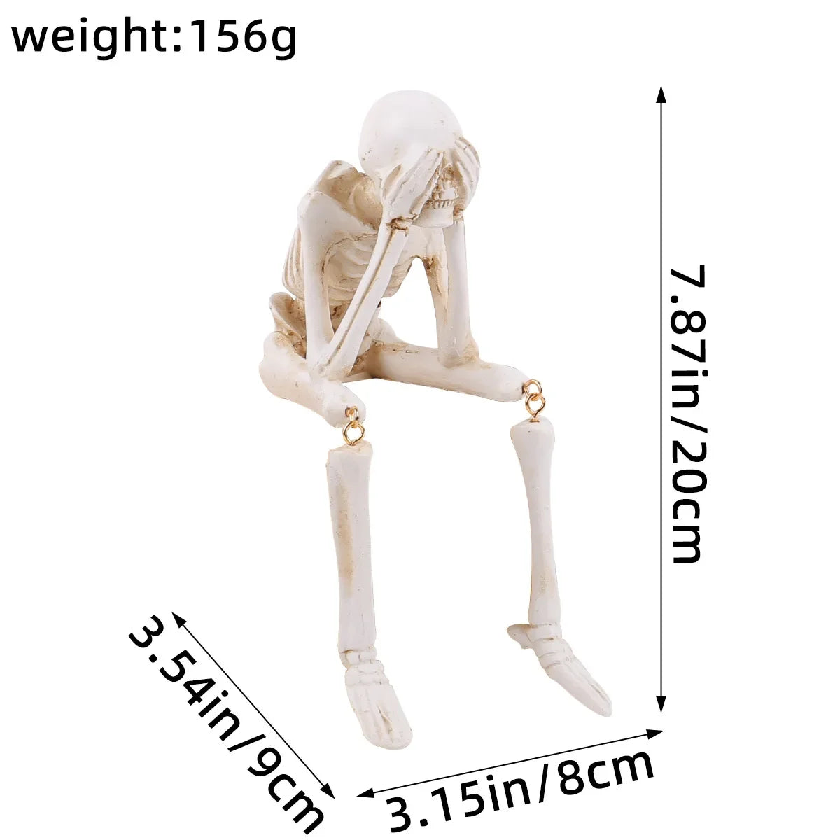 Spooky "Hear No Evil""Speak No Evil""See No Evil" Skeleton Edge Sitting Figurines