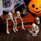 Spooky "Hear No Evil""Speak No Evil""See No Evil" Skeleton Edge Sitting Figurines