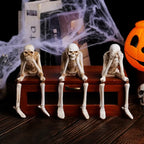 Spooky "Hear No Evil""Speak No Evil""See No Evil" Skeleton Edge Sitting Figurines