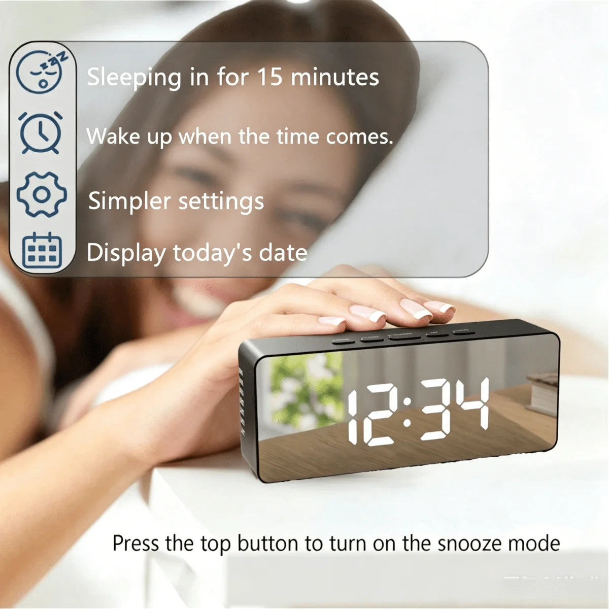 Modern LED Digital Alarm Clock with Temperature & Brightness Control