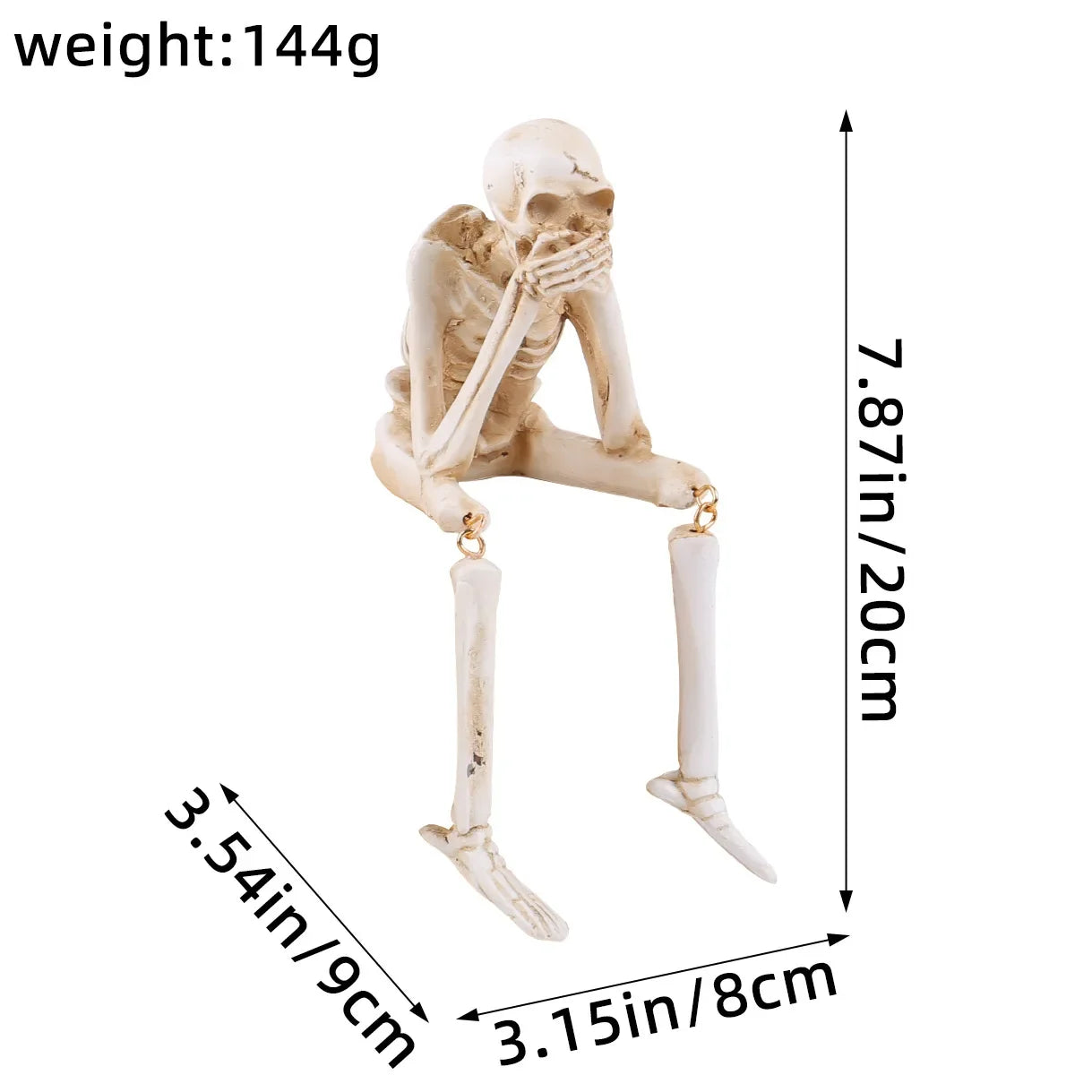 Spooky "Hear No Evil""Speak No Evil""See No Evil" Skeleton Edge Sitting Figurines