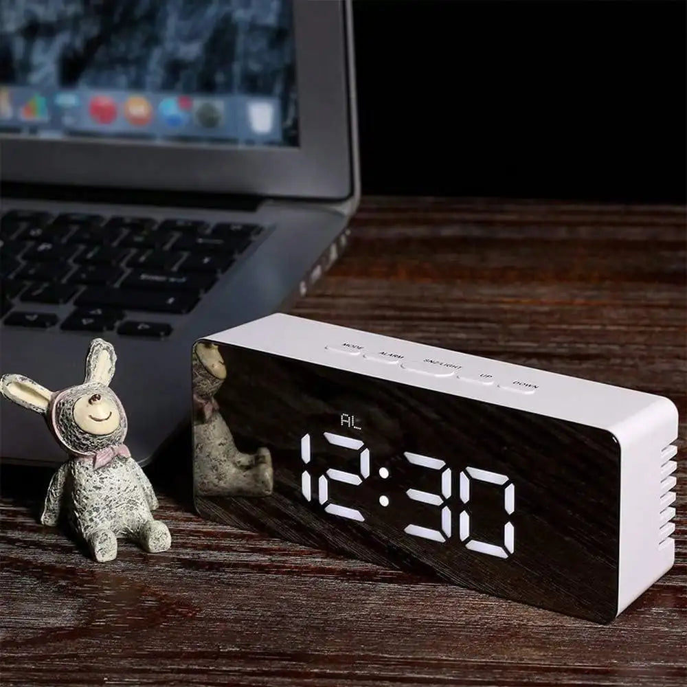 Modern LED Digital Alarm Clock with Temperature & Brightness Control