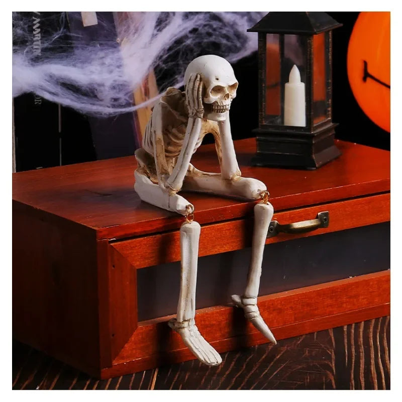 Spooky "Hear No Evil""Speak No Evil""See No Evil" Skeleton Edge Sitting Figurines