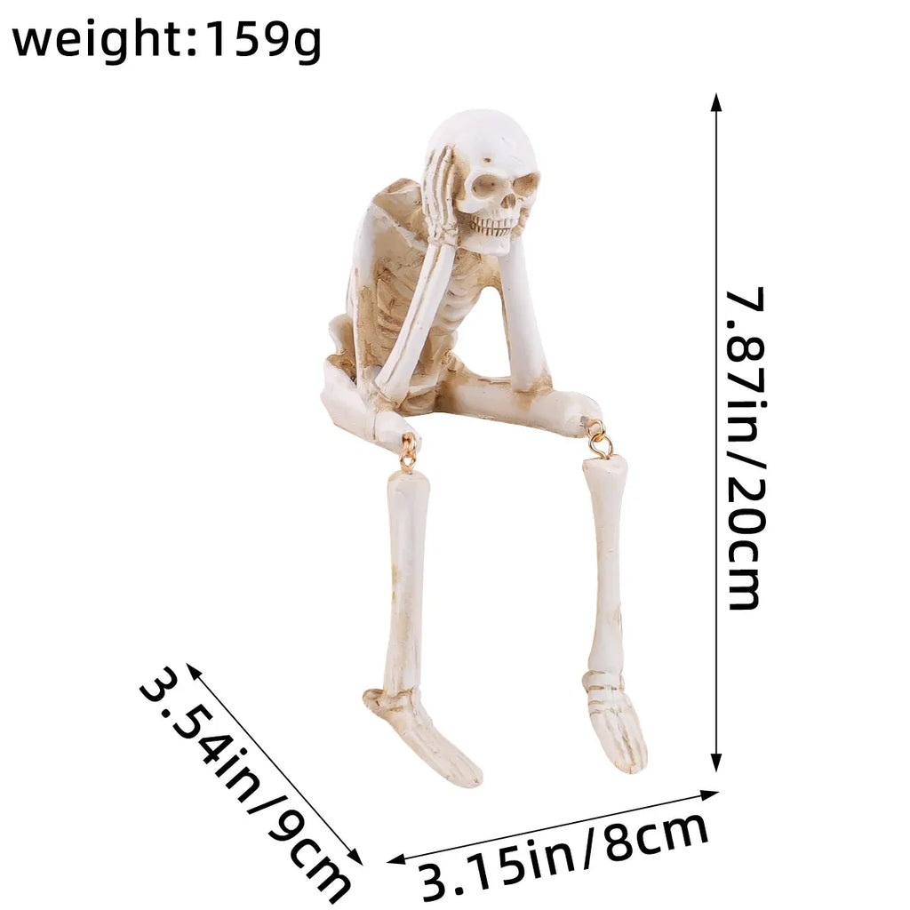 Spooky "Hear No Evil""Speak No Evil""See No Evil" Skeleton Edge Sitting Figurines